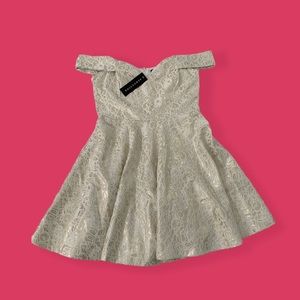 Cute white & gold strapless dress